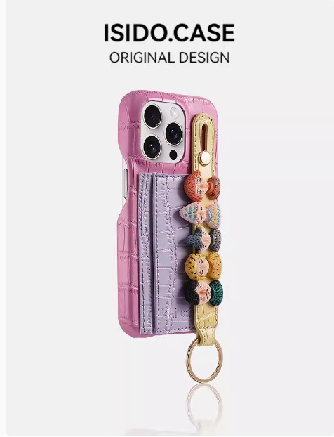 Bolso de tarjeta con estampado de cuero en contraste para niña ins para estuche para teléfono móvil iPhone16ProMax 12 Apple 13/14PM femenino 15