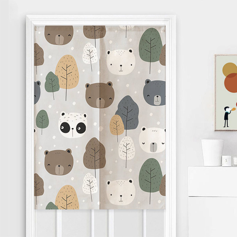 Cartoon door curtain partition curtain Four Seasons household kitchen covering cloth curtain bathroom punch-free half curtain