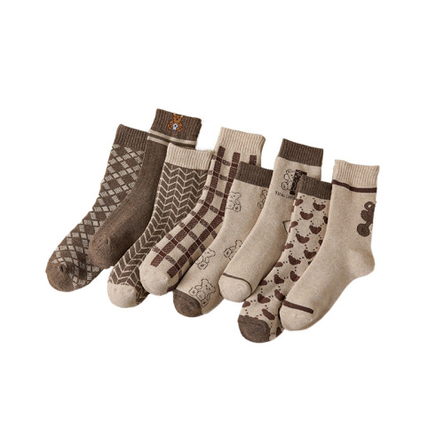 Socks Women's Mid-calf Socks Winter Thickened Warm Terry Socks Bear Socks Autumn and Winter Long Socks Wholesale
