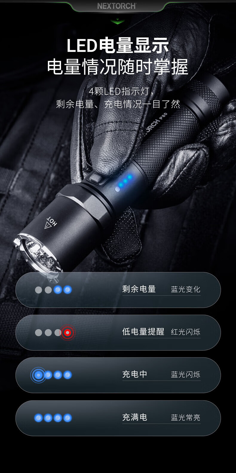 Naride P80B Strong Light Ultra-Bright Flashlight Small Portable Rechargeable Durable Household Ultra-Long Battery Life Large Capacity
