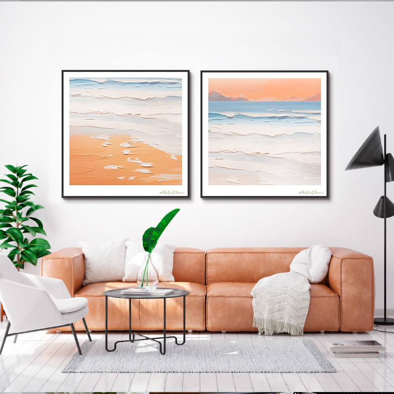 Pintura decorativa de dos partes abstracta minimalista, sala de estar, sofá, pasillo, porche, pintura colgante, pintura al óleo, estilo dormitorio, pintura mural