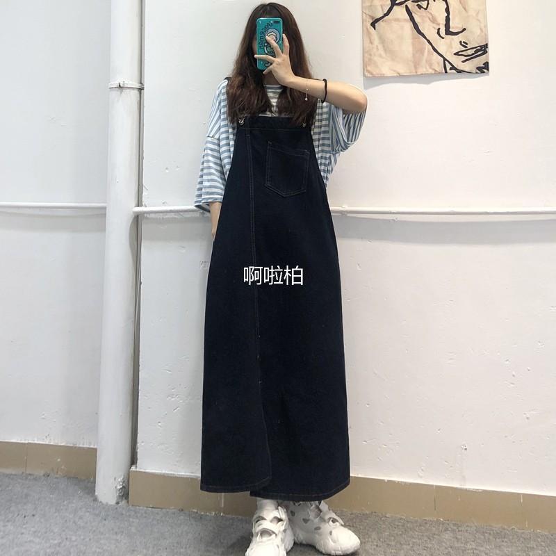 牛仔背带长裙女春秋新款宽松显瘦小个子夏款设计感小众吊带连衣裙|undefined