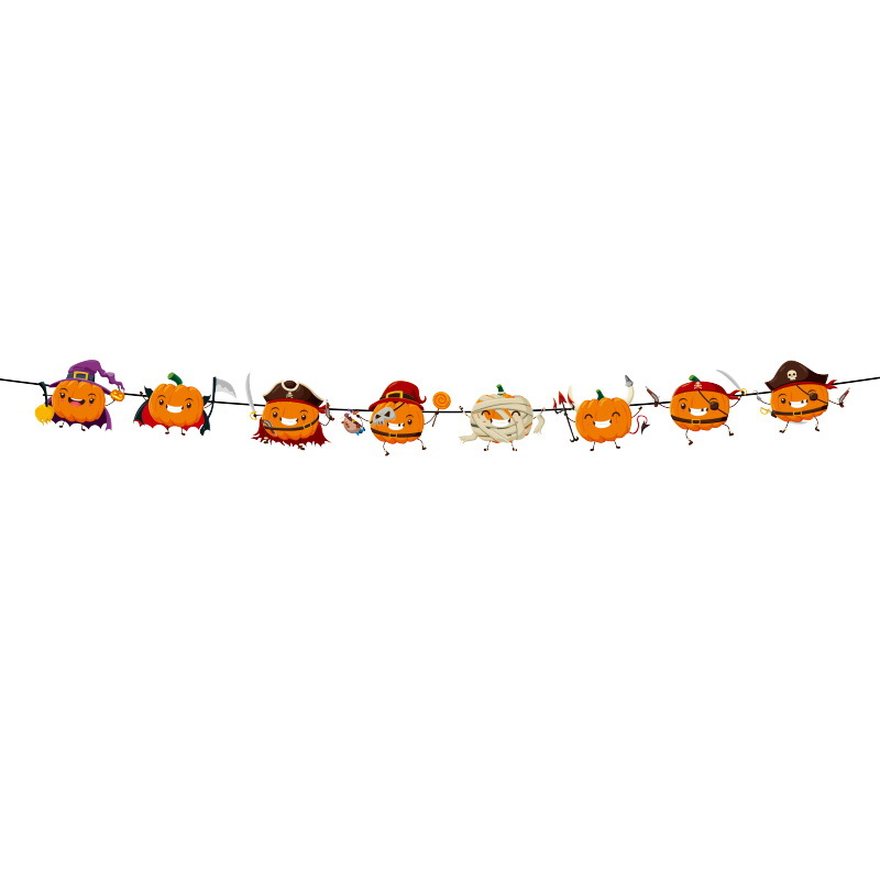 Nuevo Halloween transfronterizo, bandera, calabaza, bruja, fiesta KTV, decoración de papel, decoración del festival de fantasmas, accesorios