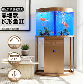 在富新款靠墙屏风鱼缸客厅大型玄关免换水不锈钢底滤亚克力鱼缸