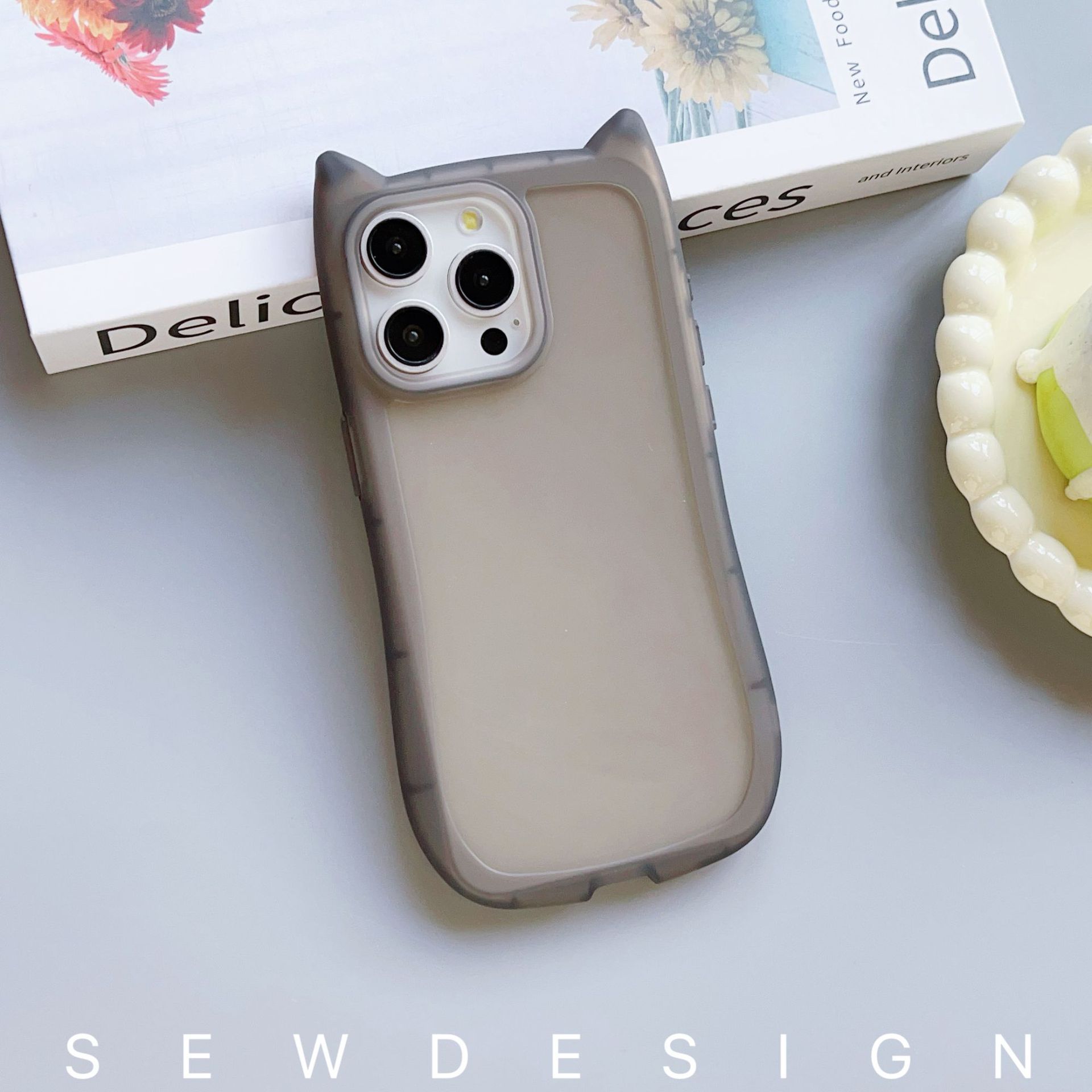 Miniatura y transparente para orejas de gato para Apple 16 caso de teléfono celular iphone 15pro personalidad creativa 13pro nicho 11