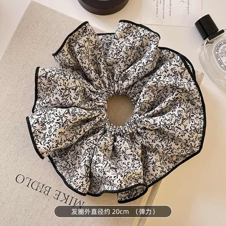 79#Beige floral hair tie about 20cm
