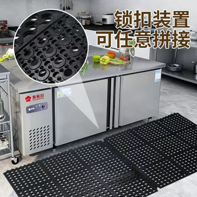 工厂车间防疲劳多孔胶板防油耐磨门垫大面积拼接厨房后厨防滑脚垫