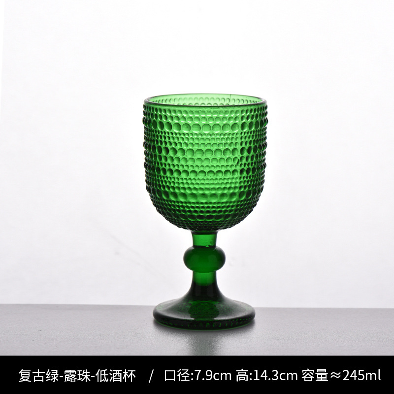 Copa de rayas verticales de vidrio retro europeo, copa de vino tinto, copa de postre alto de helado, copa de vino de frutas de uva de champán casero