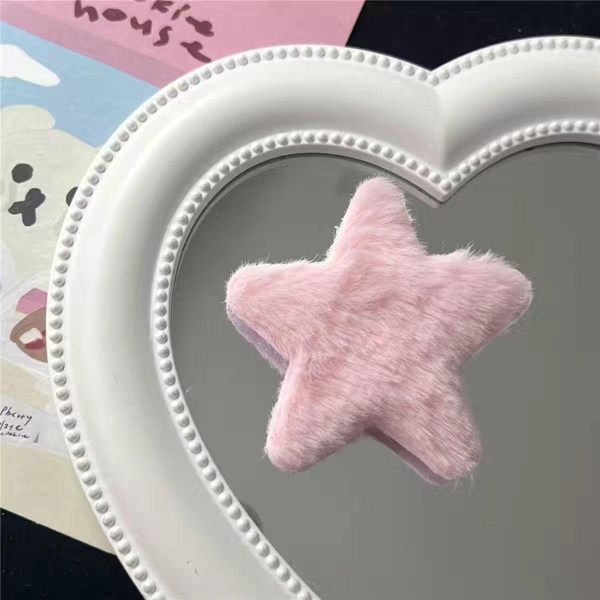 Otoño e Invierno Nueva horquilla de estrella de felpa accesorios para el cabello lindo femenino dulce flequillo clip lateral horquilla rota horquilla de estrella de cinco puntas
