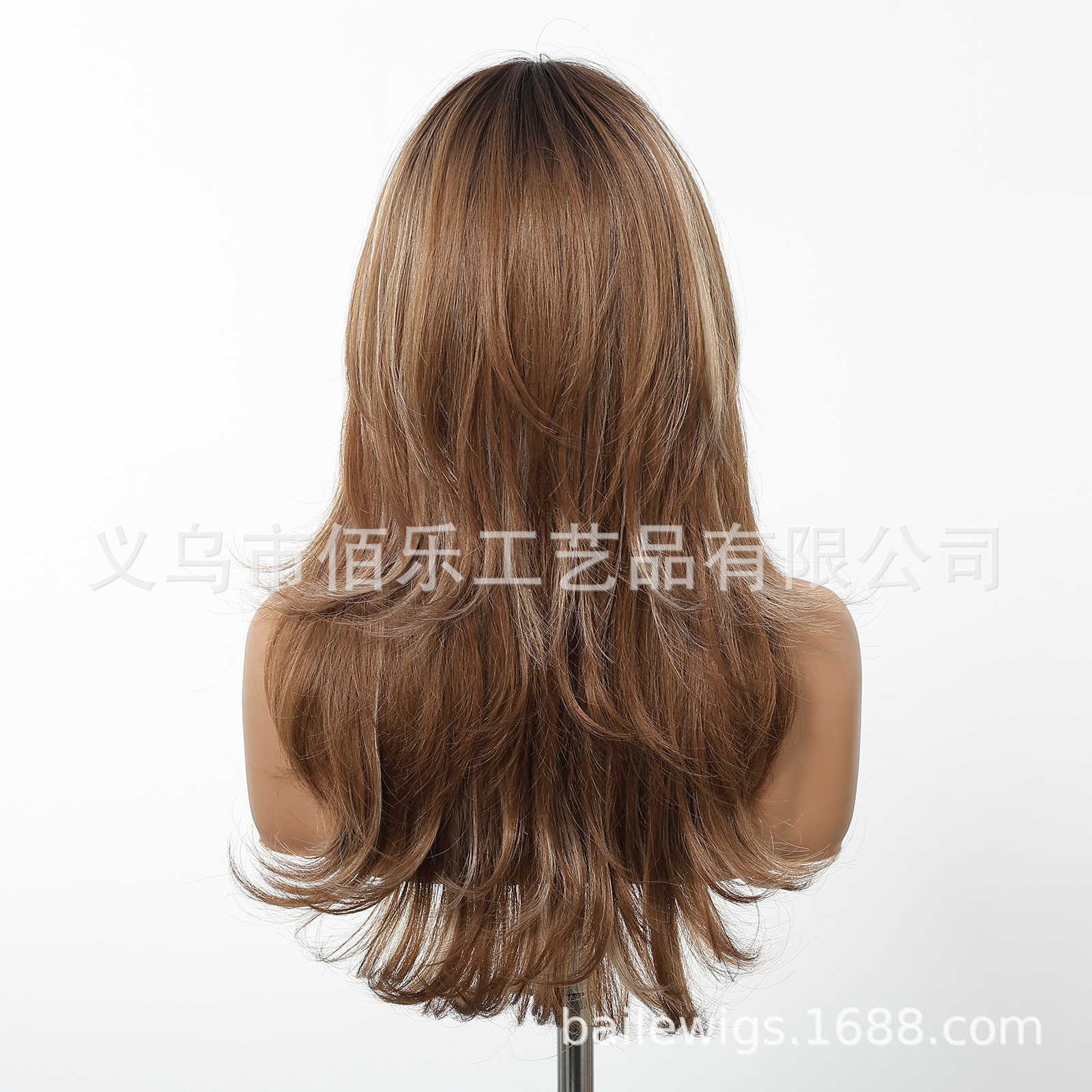 Peluca europea y americana, color marrón, flequillo de ocho caracteres, cabello largo y rizado, cubierta de cabeza completa, fibra química, hair femenino, spot transfronterizo al por mayor image 5