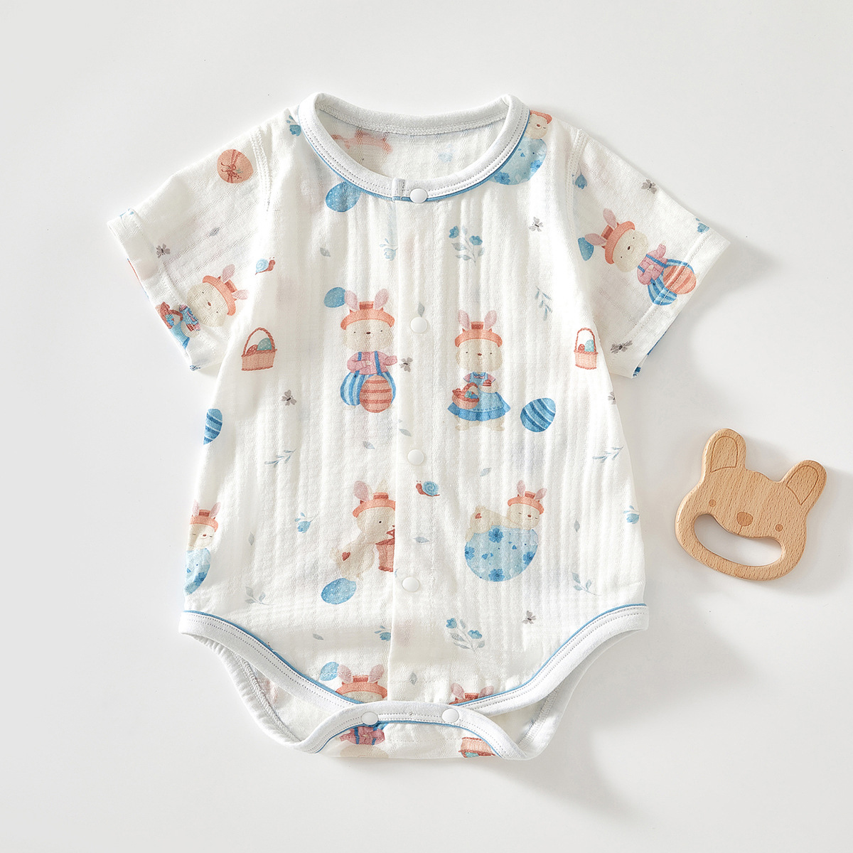 Ropa de pedo para bebé, ropa antibacteriana de manga corta para recién nacidos, mampara triangular para bebés transpirable para hombres y mujeres, una pieza delgada