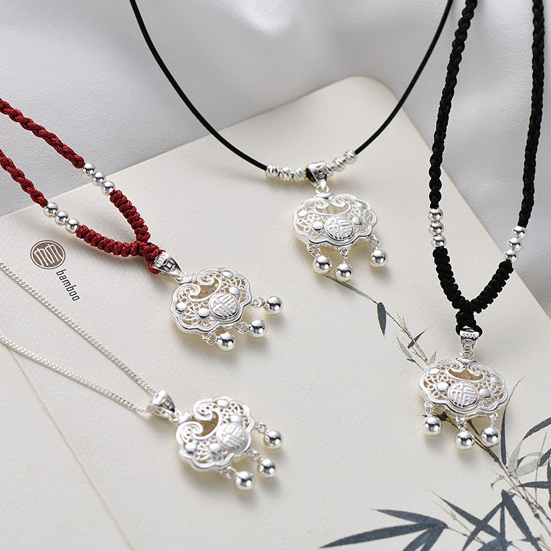 Tichia Real Shot Ethnic Style Design Light Luxury Elegant Woven Clavicle Chain S925 Sterling Silver Safe Lock Necklace Women's Fashion