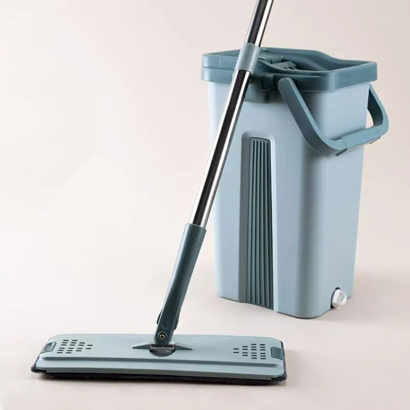 Hands-Free Flat Mop for Home Use, One-Step Cleaning, Lazy Mop with Bucket, Dual-Use for Dry and Wet Cleaning
