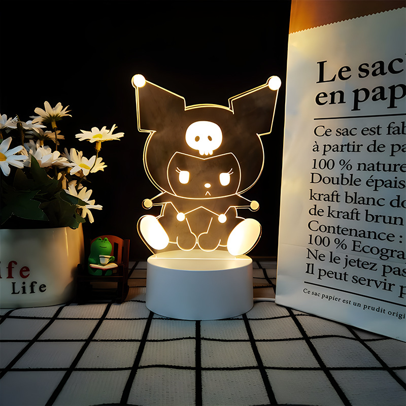 Venta caliente transfronteriza en el extranjero, nueva y extraña luz nocturna 3D, luz ambiental colorida, lámpara de mesa LED de la serie Sanrio Kulomi