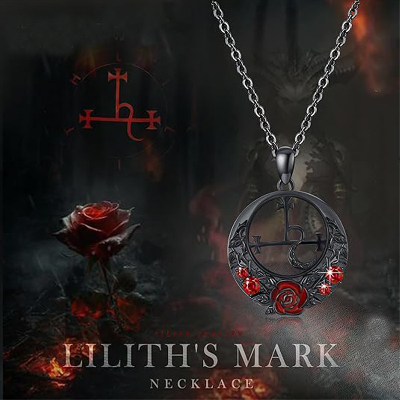 European and American Flower Oil Drop Diamond Geometric Pendant Witchcraft Mythical Women Personality Clavicle Chain Amulet Necklace