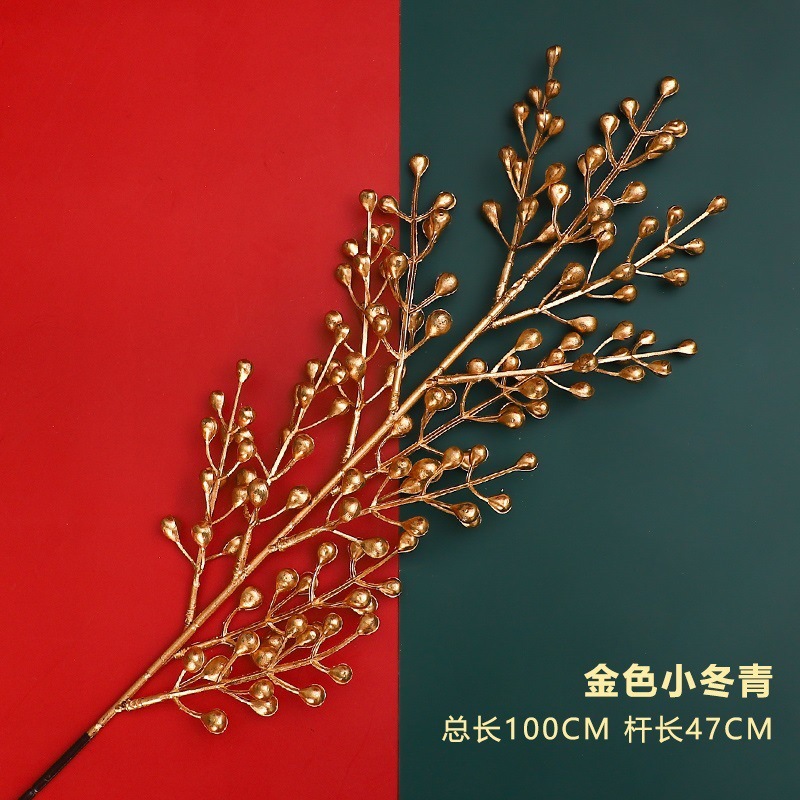 1 rama de acebo dorado púrpura