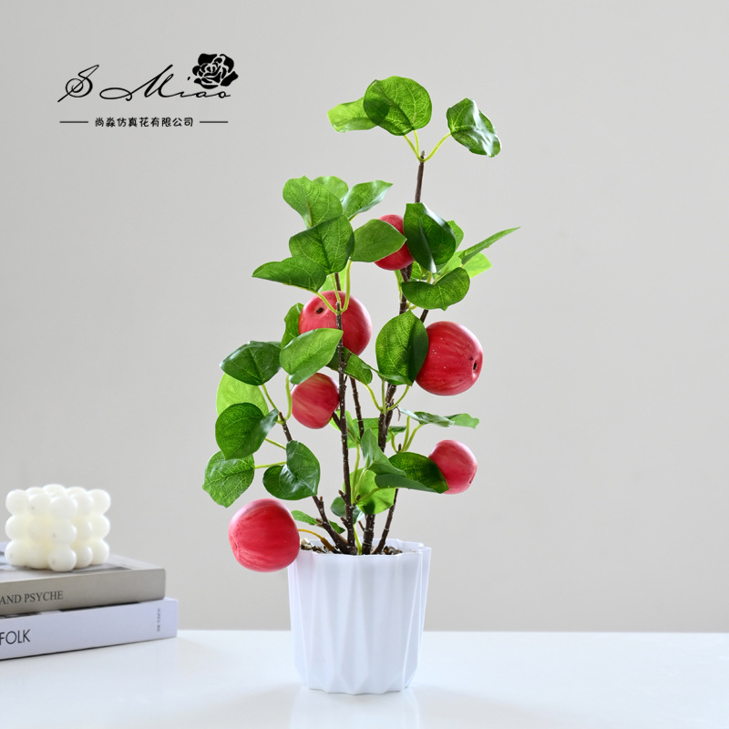 Flor artificial estilo rural fruta artificial bonsai decoración interior fábrica fuente directa flor artificial entrega de una pieza cuenca artificial image 4
