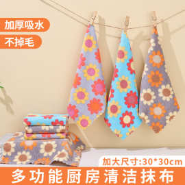 太阳花厨房抹布亚马逊热卖珊瑚绒加厚吸水家用清洁抹布跨境批发