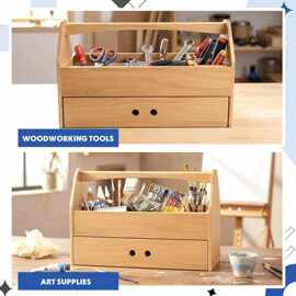 跨境木质收纳盒多功能工具收纳盒家用剪刀胶水记号笔整理收纳盒