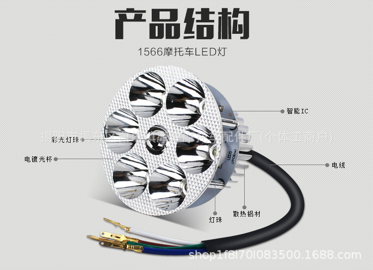 Electric scooter high/low beam front headlight, built-in electric vehicle LED light, super bright LED spotlight for scooters 12-85