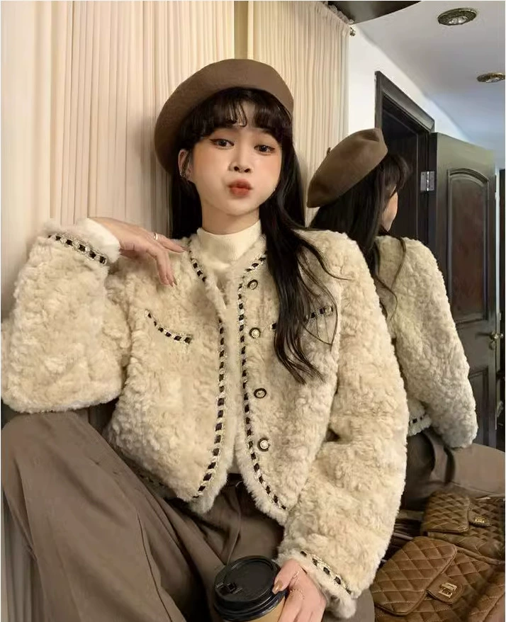 Короткая демисезонная бархатная куртка для девочек-подростков, стиль Chanel, свободный оверсайз, более толстая подкладка