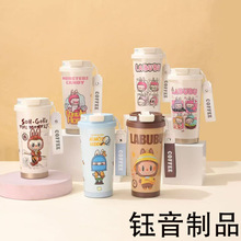 卡通可爱铃兰咖啡杯双饮盖316不锈钢陶瓷礼品保温杯大容量保温杯