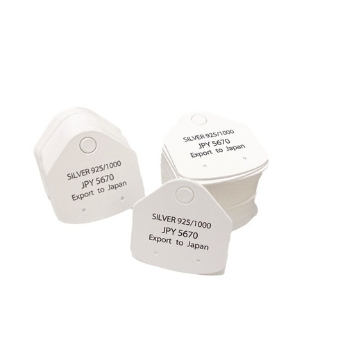 Exporting delicate small earrings card paper personalized ear studs C ring label jewelry packaging card hang tag printing logo 