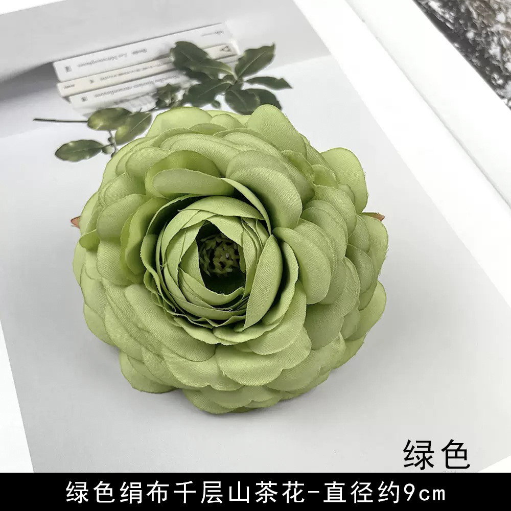 Simulación verde flor al por mayor flor falsa hecha a mano material pinza de flores accesorios de tocado de flor pequeña decoración del salón de bodas