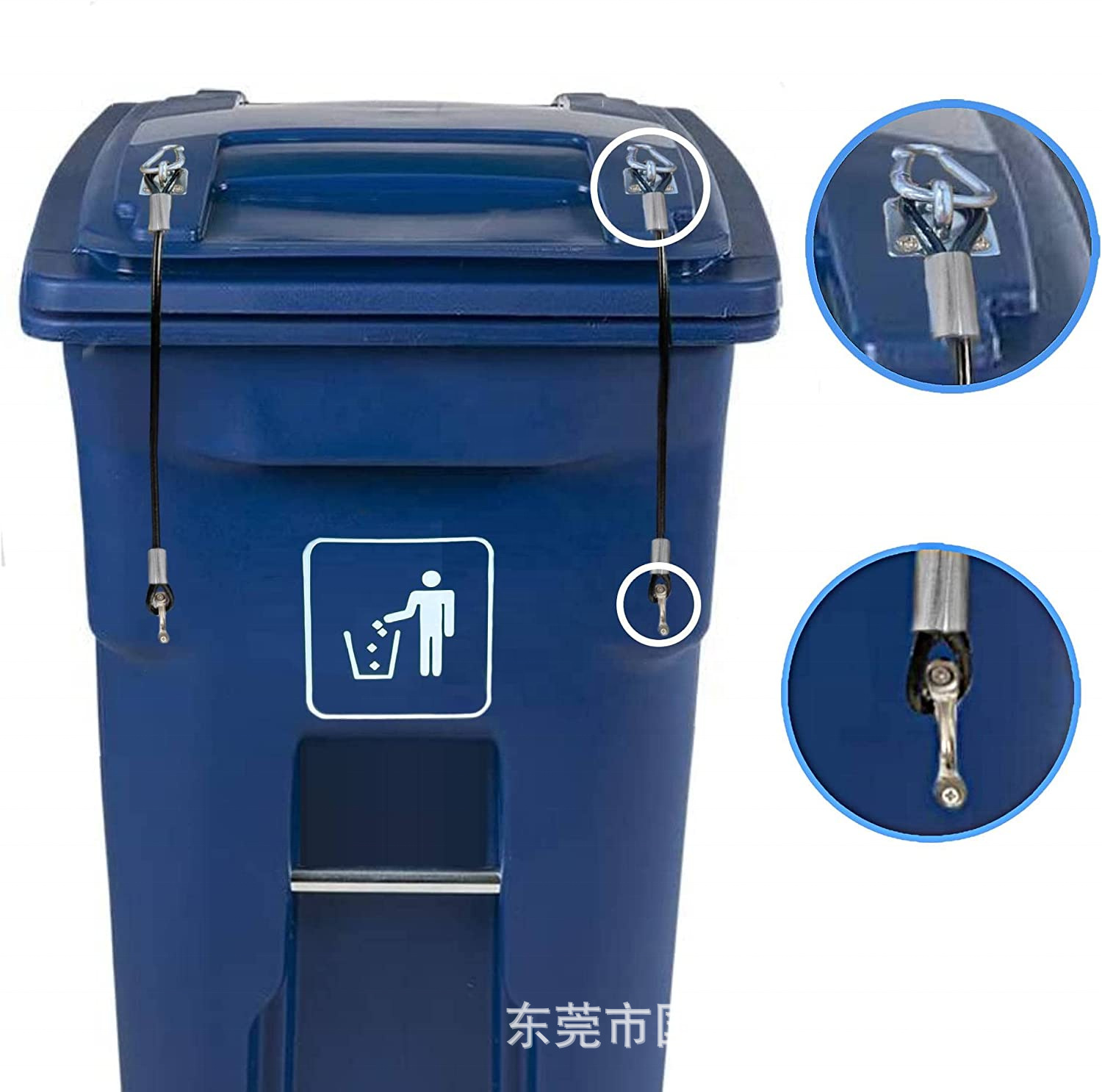 Cubierta de basura de acero inoxidable Cuerdas de alambre de acero Cerradura de cubierta metálica para cubierta de volcado de animales