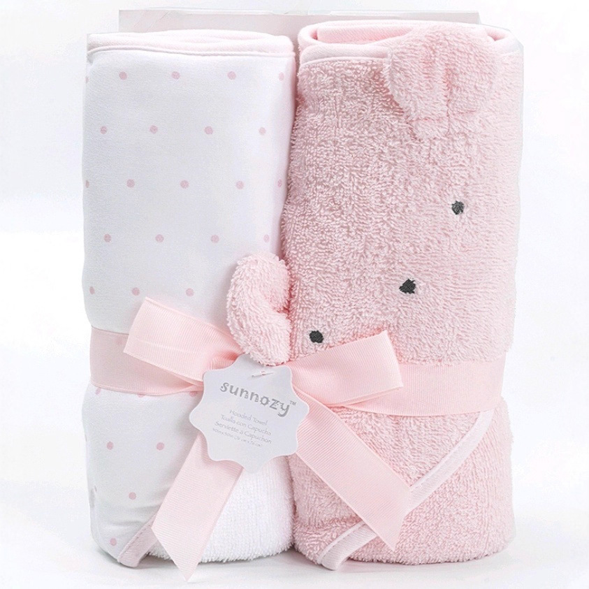 Fábrica al por mayor nuevo diseño bebé 2 paquetes 76 * 76cm absorción de agua toallas de baño de algodón con capuchón cómodo