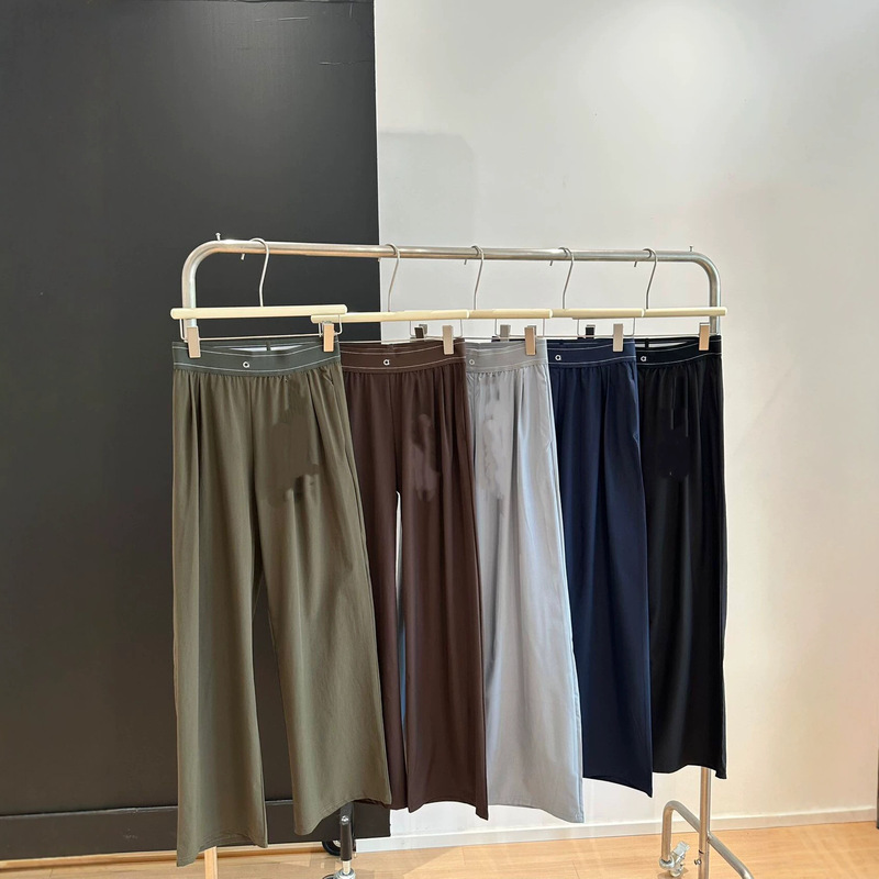 AL-style high-waisted quick-dry pants for spring, summer, and autumn, thin, loose, drapey, slimming, women's straight wide-leg pants, available for dropshipping AL-style high-waisted quick-dry pants for spring, summer, and autumn, thin, loose, drapey, slimming, women's straight wide-leg pants, available for dropshipping