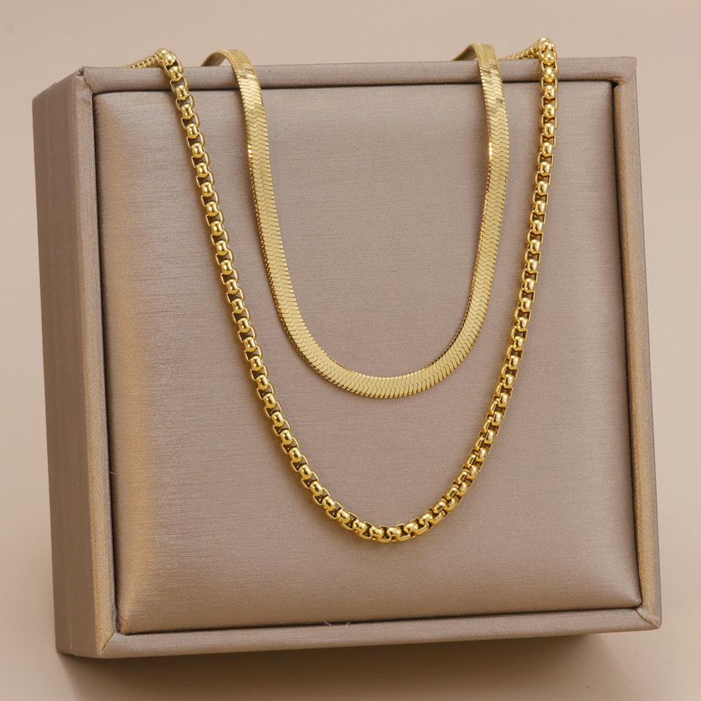 Fashion Geometric Titanium Steel Plating Layered Necklaces 1 Piece