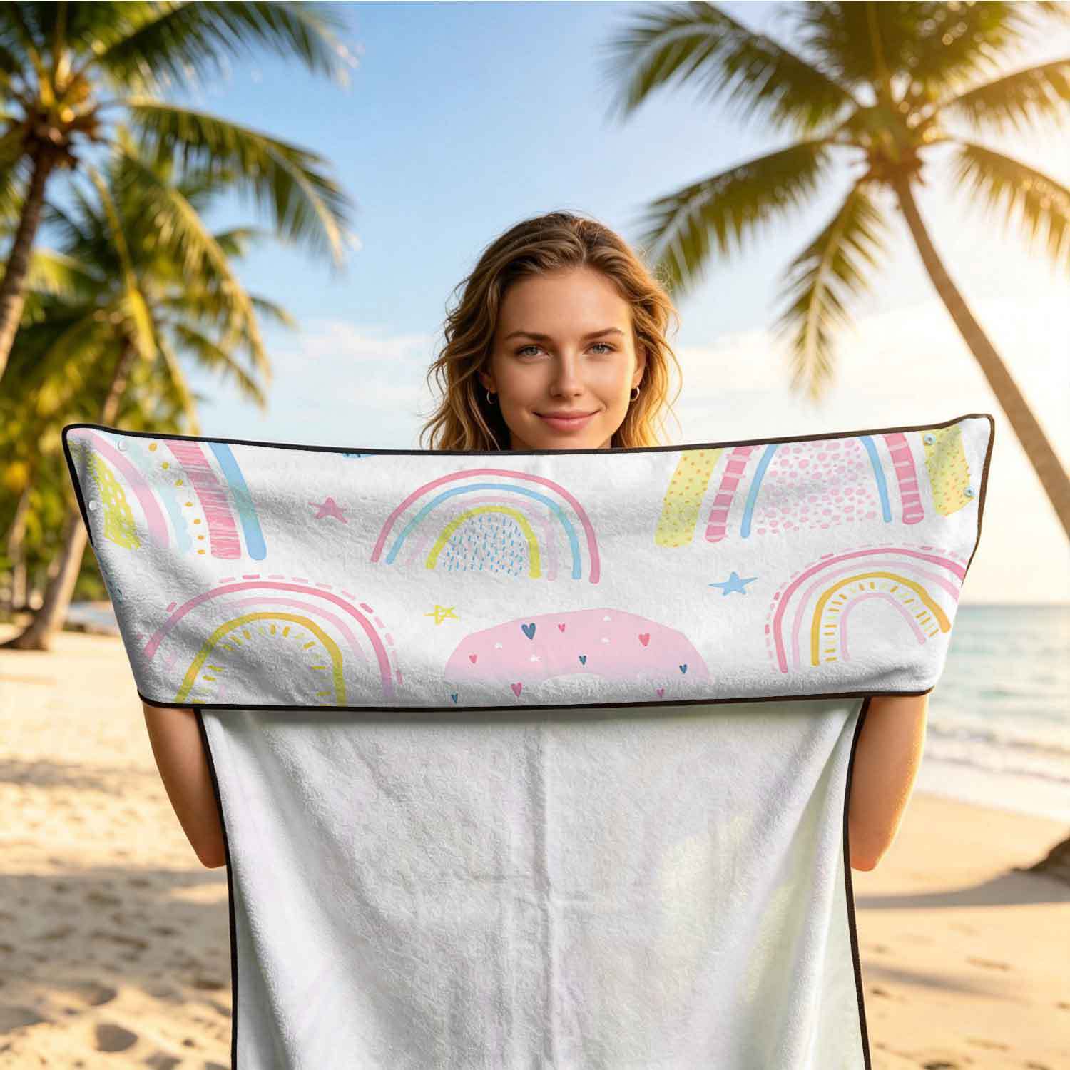 2-piece dual-use car seat cover, ultra-fine fiber, can be used as a beach towel, printed car protective seat cover 6