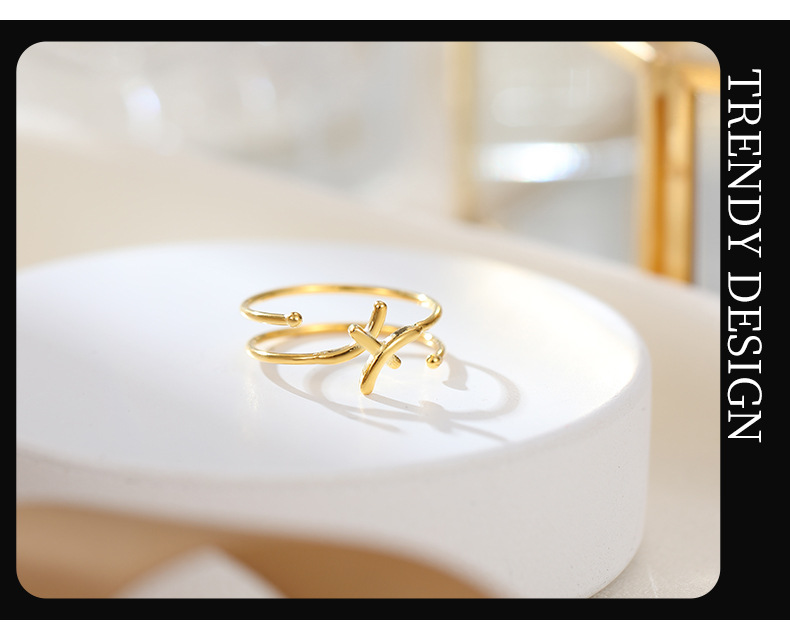 Sterling Silver Simple Style Constellation Plating Open Rings display picture 2