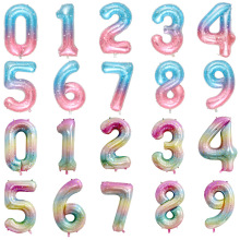 跨境40寸渐变数字铝箔气球仿美瘦版大数字气球生日装饰布置道具