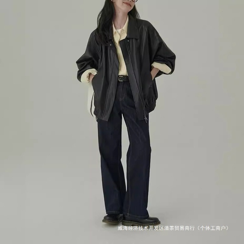 Restaurant Classic Entry-Level Sweet Cool Girl Autumn Simple Soft Jacket Leather Jacket