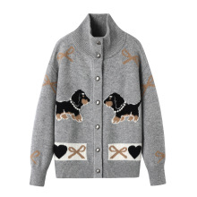 现货 2025秋季新款女时尚宽松小狗蝴蝶结立领针织开衫RL72801269