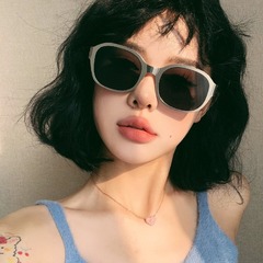 韓国版ins質感金属レトロ凹形街拍サングラス女性潮大枠丸い顔個性ギャルサングラス