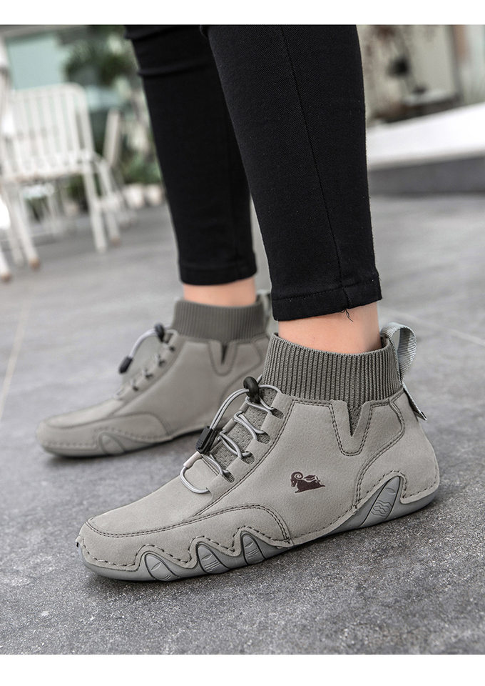 Bốt Martin cổ vừa unisex kiểu dây thun, đế bằng, form rộng — C8005 kaki, C8005 màu xám, C8005 màu đen, C8005M kaki lót nhung chi tiết 22