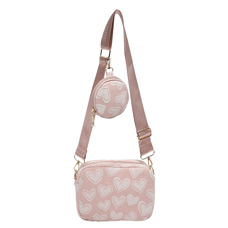 Bolsas de lona suaves de moda de corazón de melocotón bolsas de mujer de verano 2024 nuevas bolsas de madre de viento de gran capacidad bolsas pequeñas