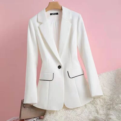 White suit, women's coat, spring and autumn new small suit, slimming and temperament top, non-ironing suit and waist
