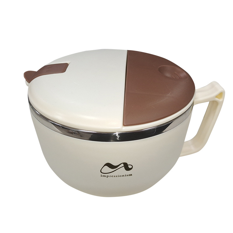 304 de acero inoxidable estilo japonés drenando tazón de fideos instantáneos dormitorio de estudiantes taza de fideos instantáneos lonchera de gran capacidad con tapa lonchera
