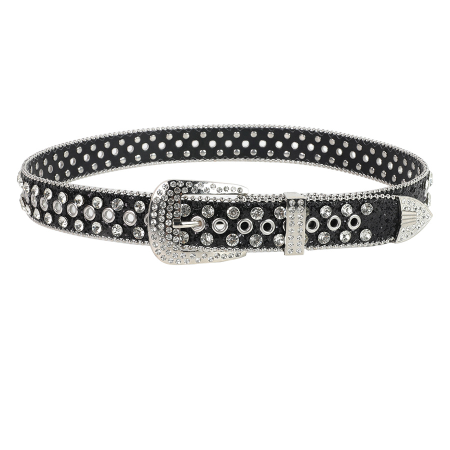 Cinturón de diamantes de imitación para mujer Cinturón largo para mujer de estilo europeo y americano Cinturón de mezclilla para exteriores Cinturón de diamantes de estilo explosivo transfronterizo