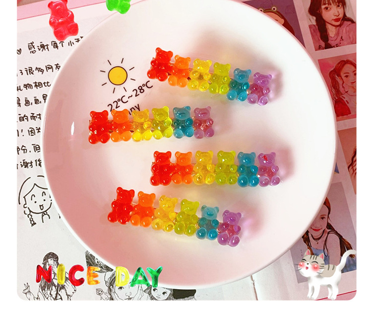 20g Weight Hair Clip Hair Accessories Type 1 Piece Quantity Daily Occasion Plastic Material Mouth, Colorful, Bear, Candy Pattern Women's Gender Cute Style Cute Women's Mouth Colorful Bear Plastic Hair Clip