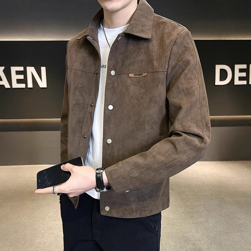 Spring and Autumn Men's Popular 2025 New Jacket Slim Men's Stylish Trendy Brand High-End Men's Coat Leather Jacket