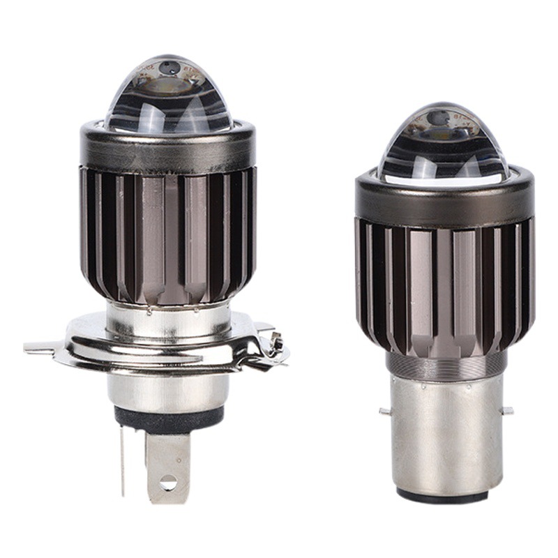 Cross-Border Led White and Yellow Dual-Color High and Low Beam Spotlight for Electric Vehicles and Motorcycles, Fish-Eye H4 Built-In Modification