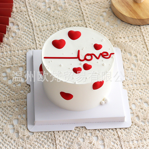 Chinese Valentine's Day simple cake decoration ornaments heartbeat love love couple confession 520 holiday plug-in baking plug-in card