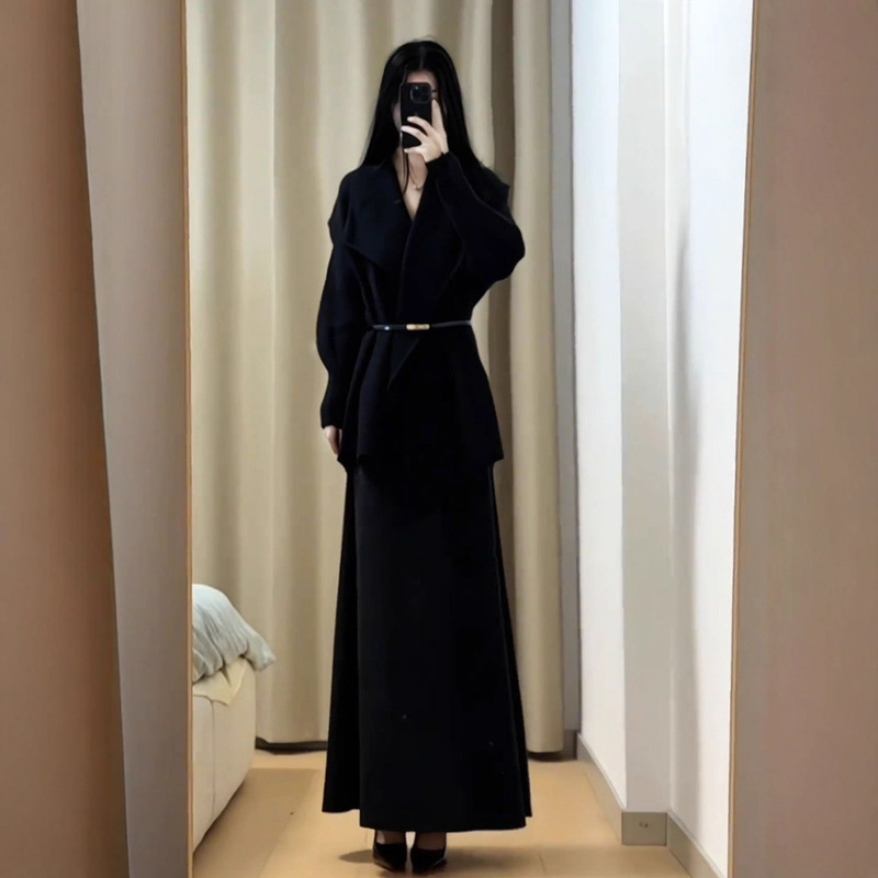 御姐通勤休闲套装女2025秋冬新款毛衣外套半身裙两件套高级感女装|undefined