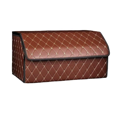 Car Storage Box Multifunctional, Car storage bag/box - brown-gold-thread-extra-large-size-653030cm