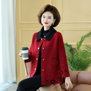 Mom Spring Clothing 2025 New Style Noble Fashion Spring and Autumn Jacket Women's Large Size Middle-Aged and Elderly Ladieswear-In-Law Wedding Banquet Outfit